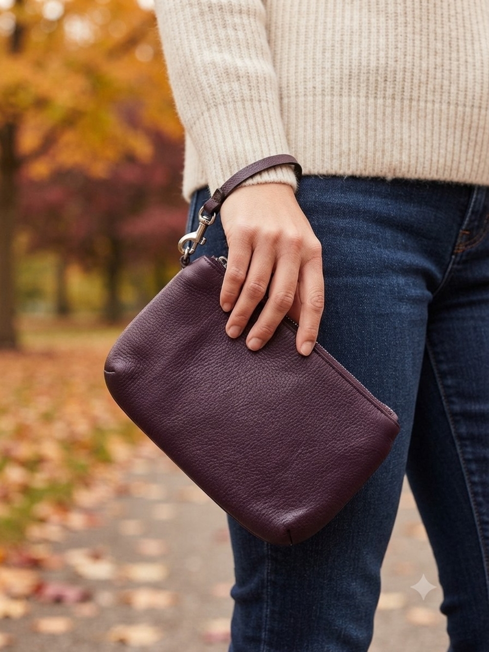 Coach Leather Wristlet in Plum